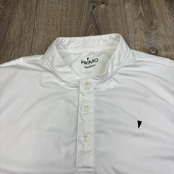 Primo Golf Polo Shirt Blade Collar Henley Performance White Short Sleeve Men's M - Picture 8 of 15